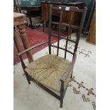 Rush seated Arts & Crafts armchair