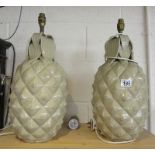 Pair of pineapple themed table lamps - H: 50cm