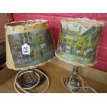 2 lamps with hunting themed shades