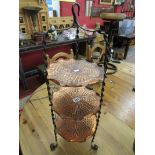 3 tier copper and wrought iron cake stand