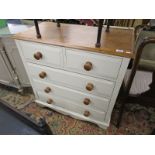 Pine painted chest of 2 over 3 drawers - H: 90cm W: 89cm D: 45cm