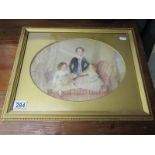 Finely drawn Victorian pastel of 3 children