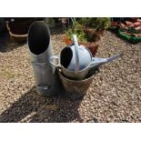 Galvanised bucket, watering can & coal scuttle