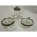 Silver top condiment set