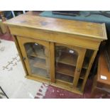 Victorian pine & glazed wall cabinet - W: 95cm H: 106cm D: 29cm