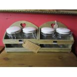 2 pairs of Parlane Kiln jars on shelves