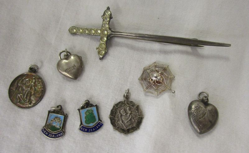 Collection of silver to include tie pin