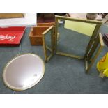 2 gilt framed mirrors - 1 with bevelled glass