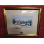 Small watercolour - Winter scene by John Everton