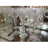 Fine set of 8 crystal wine glasses