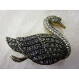 Amethyst & diamond stone set swan brooch