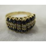 Unusual 14ct gold sapphire & diamond set ring