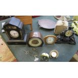 Collection of assorted clocks to include slate clock