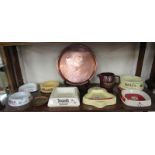 Collection of vintage advertising ashtrays & Teachers copper tray