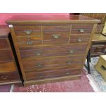 Mahogany Edwardian chest of 5 over 3 drawers, with key - H: 125cm W: 122cm D: 54cm