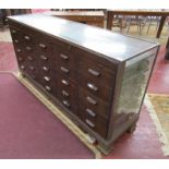 Good quality 25 drawer brass mounted haberdashery cabinet - W: 183cm D: 49cm H: 91cm