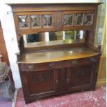 Arts & Crafts oak dresser - H: 176cm W: 159cm D: 57cm