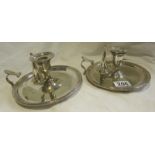 Pair of plated candle holders and snuffers by Barker Bros