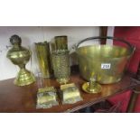 Collection of brassware to include trench art