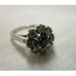 18ct white gold sapphire & diamond cluster ring