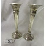 Pair of hallmarked silver tulip vases