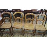 Set of 4 rush seated balloon back chairs