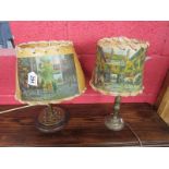 2 lamps with hunting themed shades