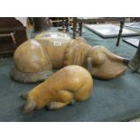 Carved wooden dog and cat