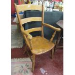 Elm seated ladder-back armchair