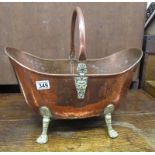 Copper and brass mounted coal scuttle