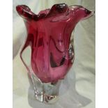 Czechoslovakian Josef Hospodka glass vase - H: 23cm