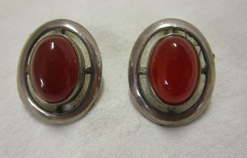 Pair of silver cornelian earrings