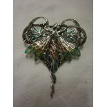 Silver & champlevé fairy brooch pendant