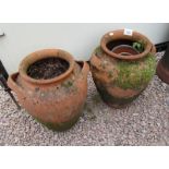 2 large terracotta urns etc