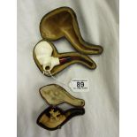 2 cased Meerschaum style pipes