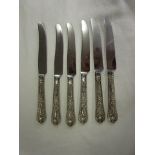 Set of 6 silver handled knives