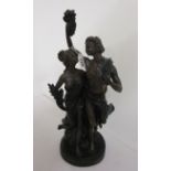 Bronzed resin figure - Lovers - H: 54cm