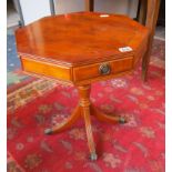 Octagonal inlaid drum table with drawers