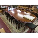 Large Regency style mahogany extending table (Fully extended L: 283cm W: 124cm H: 74cm) and 8