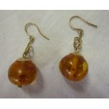 Pair of antique gold and amber earrings