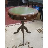 Mahogany drum table with leather top