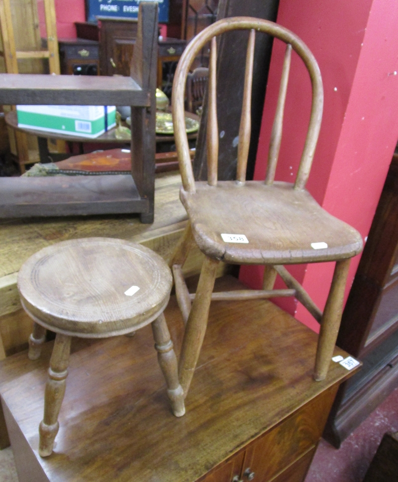 Childs chair and small milking stool