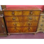 Victorian mahogany chest of 2 over 3 drawers - H: 100cm W: 110cm D: 52cm