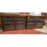 Pair of Edwardian glazed dwarf bookcases - H: 74cm W: 107cm D: 30cm
