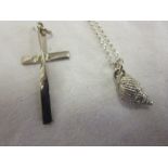 Small silver crucifix and pendant on chain