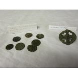 Roman coins & bronze brooch