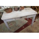 Painted pine table with drawer