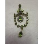 Peridot, pearl & diamond pendant