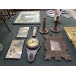 Collectables to include mirror, pictures, barometer etc