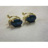 Pair of 14ct gold opal and diamond earrings